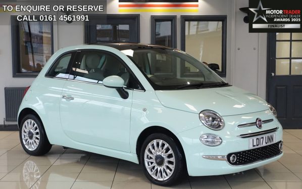 Used 2017 GREEN FIAT 500 Hatchback 1.2 Lounge Hatchback 3dr Petrol Manual Euro 6 (s/s) (69 bhp) (reg. 2017-03-30) for sale in Wilmslow