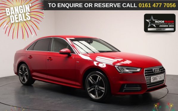 Used 2017 RED AUDI A4 Saloon 1.4 TFSI S line Saloon 4dr Petrol Manual Euro 6 (s/s) (150 ps) (reg. 2017-11-30) for sale in Stockport
