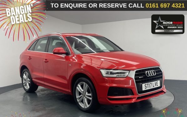 Used 2017 RED AUDI Q3 SUV 2.0 TDI S line Edition SUV 5dr Diesel Manual quattro Euro 6 (s/s) (184 ps) (reg. 2017-04-21) for sale in Manchester