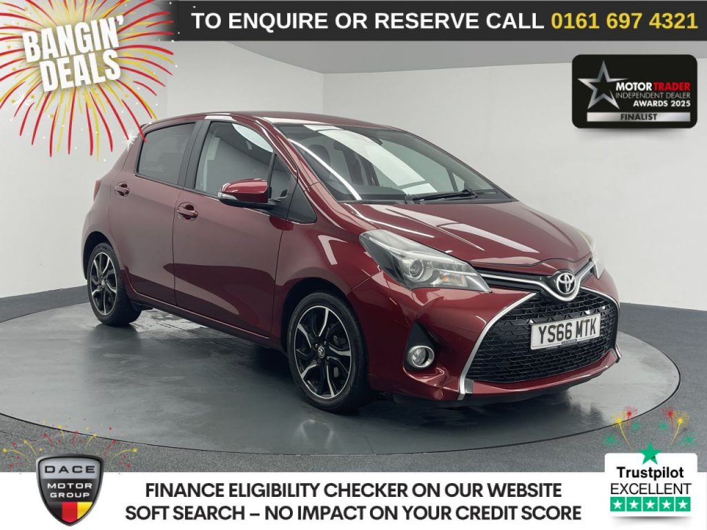 Used 2017 RED TOYOTA YARIS Hatchback 1.33 Dual VVT-i Design Hatchback 5dr Petrol Manual Euro 6 (Safety Sense) (99 ps) (reg. 2017-01-20) for sale in Manchester