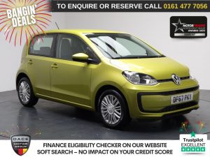 Used 2017 YELLOW VOLKSWAGEN UP! Hatchback 1.0 BlueMotion Tech Move up! Hatchback 5dr Petrol Manual Euro 6 (s/s) (60 ps) (reg. 2017-12-19) for sale in Stockport