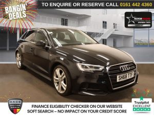 Used 2018 BLACK AUDI A3 Hatchback 1.0 TFSI 30 S line Sportback 5dr Petrol Manual Euro 6 (s/s) (116 ps) (reg. 2018-11-30) for sale in Altrincham
