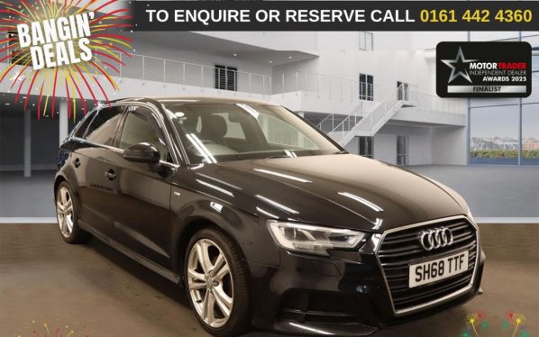 Used 2018 BLACK AUDI A3 Hatchback 1.0 TFSI 30 S line Sportback 5dr Petrol Manual Euro 6 (s/s) (116 ps) (reg. 2018-11-30) for sale in Altrincham