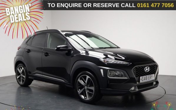 Used 2018 BLACK HYUNDAI KONA SUV 1.0 T-GDi Blue Drive Premium SUV 5dr Petrol Manual Euro 6 (s/s) (120 ps) (reg. 2018-04-30) for sale in Stockport