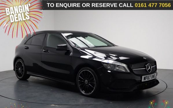 Used 2018 BLACK MERCEDES-BENZ A-CLASS Hatchback 1.6 A160 AMG Line Hatchback 5dr Petrol 7G-DCT Euro 6 (s/s) (102 ps) (reg. 2018-02-22) for sale in Stockport