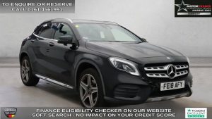 Used 2018 BLACK MERCEDES-BENZ GLA SUV 2.0 GLA250 AMG Line (Premium Plus) SUV 5dr Petrol 7G-DCT 4MATIC Euro 6 (s/s) (211 ps) (reg. 2018-03-01) for sale in Wilmslow