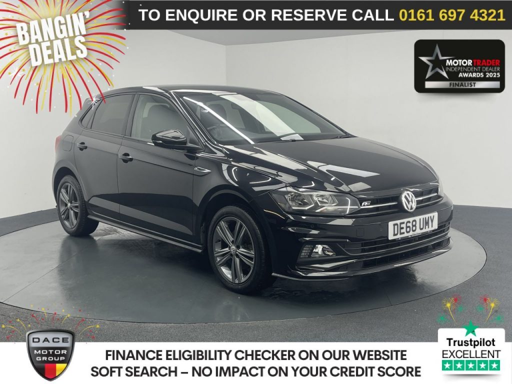Used 2018 BLACK VOLKSWAGEN POLO Hatchback 1.0 TSI GPF R-Line Hatchback 5dr Petrol Manual Euro 6 (s/s) (115 ps) (reg. 2018-11-06) for sale in Manchester
