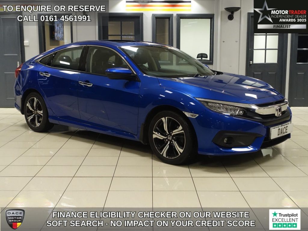 Used 2018 BLUE HONDA CIVIC Saloon 1.6 i-DTEC EX Saloon 4dr Diesel Auto Euro 6 (s/s) (120 ps) (reg. 2018-09-11) for sale in Wilmslow