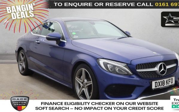 Used 2018 BLUE MERCEDES-BENZ C-CLASS Coupe 2.0 C200 AMG Line (Premium) Coupe 2dr Petrol G-Tronic+ Euro 6 (s/s) (184 ps) (reg. 2018-03-29) for sale in Manchester