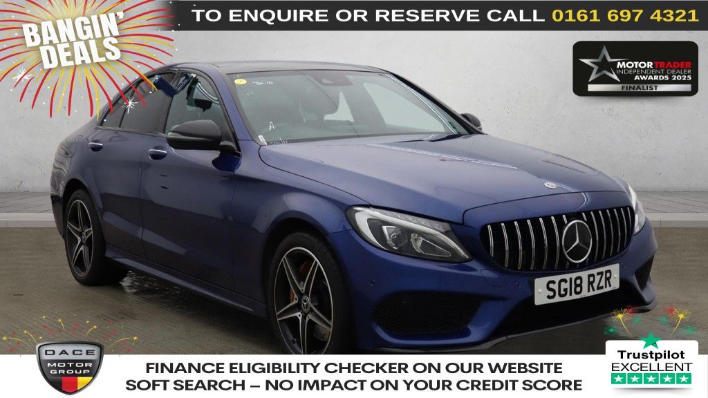 Used 2018 BLUE MERCEDES-BENZ C-CLASS Saloon 2.1 C250d AMG Line (Premium Plus) Saloon 4dr Diesel G-Tronic+ 4MATIC Euro 6 (s/s) (204 ps) (reg. 2018-03-27) for sale in Manchester