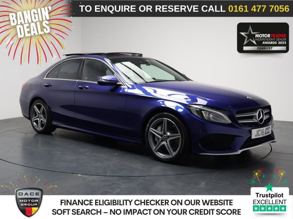 Used 2018 BLUE MERCEDES-BENZ C-CLASS Saloon 2.1 C250d AMG Line (Premium Plus) Saloon 4dr Diesel G-Tronic+ Euro 6 (s/s) (204 ps) (reg. 2018-03-19) for sale in Stockport