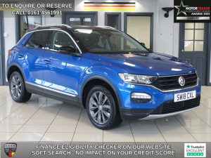 Used 2018 BLUE VOLKSWAGEN T-ROC SUV 1.0 TSI Design SUV 5dr Petrol Manual Euro 6 (s/s) (115 ps) (reg. 2018-05-24) for sale in Wilmslow