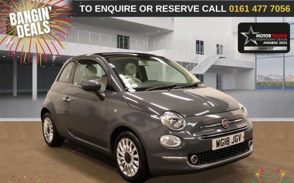Used 2018 GREY FIAT 500 Hatchback 0.9 TwinAir Lounge Hatchback 3dr Petrol Manual Euro 6 (s/s) (85 bhp) (reg. 2018-05-31) for sale in Stockport