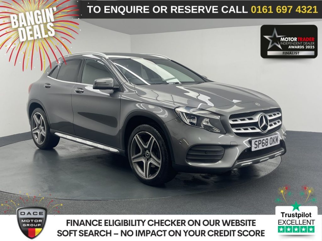 Used 2018 GREY MERCEDES-BENZ GLA SUV 1.6 GLA200 AMG Line (Executive) SUV 5dr Petrol Manual Euro 6 (s/s) (156 ps) (reg. 2018-09-25) for sale in Manchester
