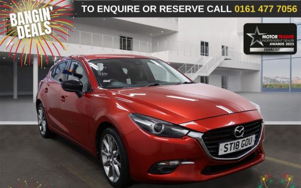 Used 2018 RED MAZDA MAZDA3 Hatchback 2.0 SKYACTIV-G Sport Black Hatchback 5dr Petrol Manual Euro 6 (s/s) (121 ps) (reg. 2018-04-30) for sale in Stockport