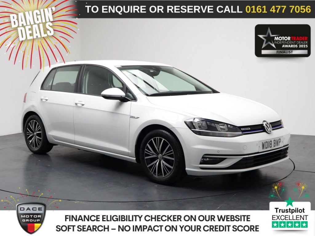 Used 2018 WHITE VOLKSWAGEN GOLF Hatchback 1.5 TSI EVO BlueMotion Tech SE Nav Hatchback 5dr Petrol DSG Euro 6 (s/s) (130 ps) (reg. 2018-06-23) for sale in Stockport