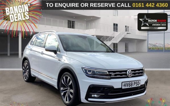 Used 2018 WHITE VOLKSWAGEN TIGUAN SUV 2.0 TDI R-Line SUV 5dr Diesel Manual Euro 6 (s/s) (150 ps) (reg. 2018-10-27) for sale in Altrincham