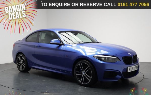 Used 2019 BLUE BMW 2 SERIES Coupe 1.5 218i GPF M Sport Coupe 2dr Petrol Auto Euro 6 (s/s) (136 ps) (reg. 2019-09-30) for sale in Stockport