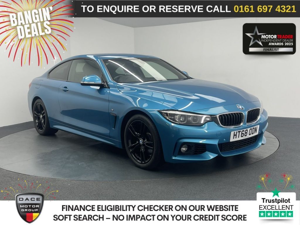Used 2019 BLUE BMW 4 SERIES Coupe 2.0 420i GPF M Sport Coupe 2dr Petrol Auto Euro 6 (s/s) (184 ps) (reg. 2019-02-28) for sale in Manchester