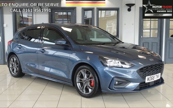 Used 2019 BLUE FORD FOCUS Hatchback 1.0T EcoBoost ST-Line Hatchback 5dr Petrol Manual Euro 6 (s/s) (125 ps) (reg. 2019-01-31) for sale in Wilmslow