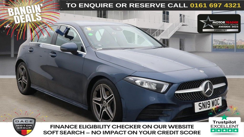 Used 2019 BLUE MERCEDES-BENZ A-CLASS Hatchback 1.5 A180d AMG Line Hatchback 5dr Diesel 7G-DCT Euro 6 (s/s) (116 ps) (reg. 2019-03-23) for sale in Manchester