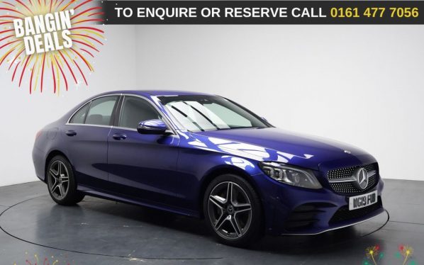 Used 2019 BLUE MERCEDES-BENZ C-CLASS Saloon 2.0 C300 AMG Line (Premium) Saloon 4dr Petrol G-Tronic+ Euro 6 (s/s) (258 ps) (reg. 2019-03-28) for sale in Stockport