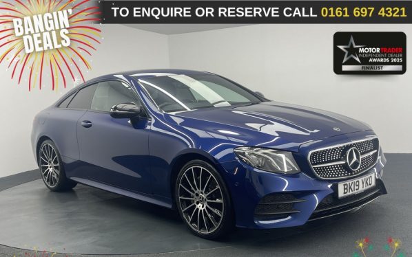 Used 2019 BLUE MERCEDES-BENZ E-CLASS Coupe 2.0 E220d AMG Line Coupe 2dr Diesel G-Tronic+ Euro 6 (s/s) (194 ps) (reg. 2019-08-23) for sale in Manchester