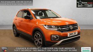 Used 2019 ORANGE VOLKSWAGEN T-CROSS SUV 1.0 TSI SEL SUV 5dr Petrol Manual Euro 6 (s/s) (115 ps) (reg. 2019-07-19) for sale in Wilmslow