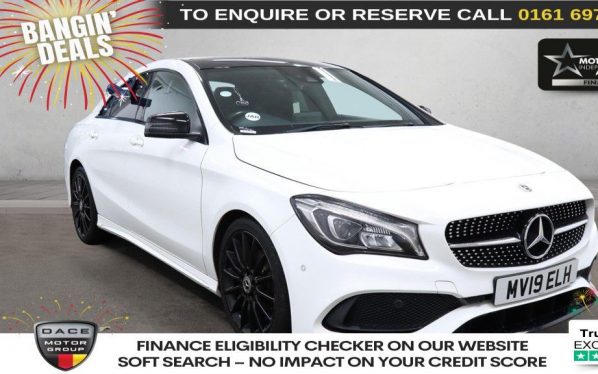 Used 2019 WHITE MERCEDES-BENZ CLA Saloon 1.6 CLA200 AMG Line Night Edition (Plus) Coupe 4dr Petrol 7G-DCT Euro 6 (s/s) (156 ps) (reg. 2019-03-23) for sale in Manchester