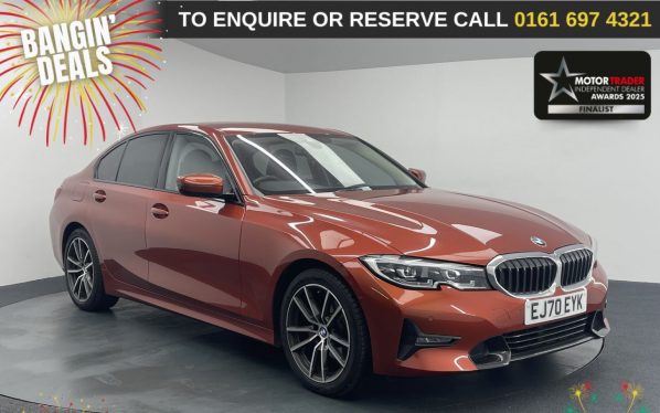 Used 2020 ORANGE BMW 3 SERIES Saloon 2.0 320i Sport Saloon 4dr Petrol Auto Euro 6 (s/s) (184 ps) (reg. 2020-11-30) for sale in Manchester