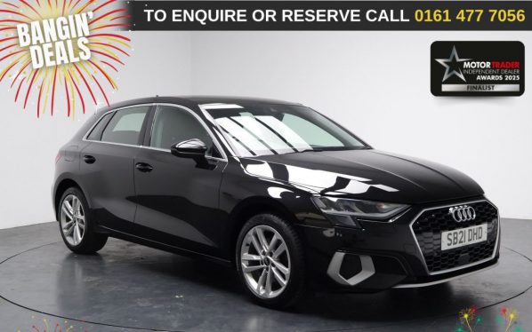 Used 2021 BLACK AUDI A3 Hatchback 1.5 TFSI 35 Sport Sportback 5dr Petrol S Tronic Euro 6 (s/s) (150 ps) (reg. 2021-05-27) for sale in Stockport