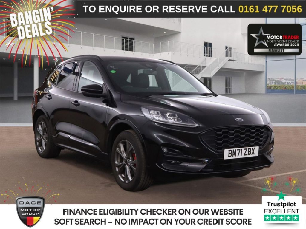 Used 2021 BLACK FORD KUGA SUV 2.5 EcoBoost Duratec 14.4kWh ST-Line SUV 5dr Petrol Plug-in Hybrid CVT Euro 6 (s/s) (225 ps) (reg. 2021-10-26) for sale in Stockport