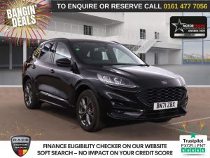 Used 2021 BLACK FORD KUGA SUV 2.5 EcoBoost Duratec 14.4kWh ST-Line SUV 5dr Petrol Plug-in Hybrid CVT Euro 6 (s/s) (225 ps) (reg. 2021-10-26) for sale in Stockport