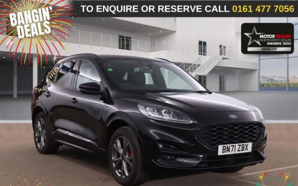 Used 2021 BLACK FORD KUGA SUV 2.5 EcoBoost Duratec 14.4kWh ST-Line SUV 5dr Petrol Plug-in Hybrid CVT Euro 6 (s/s) (225 ps) (reg. 2021-10-26) for sale in Stockport