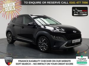 Used 2021 BLACK HYUNDAI KONA SUV 1.6 h-GDi Ultimate SUV 5dr Petrol Hybrid DCT Euro 6 (s/s) (141 ps) (reg. 2021-09-11) for sale in Stockport