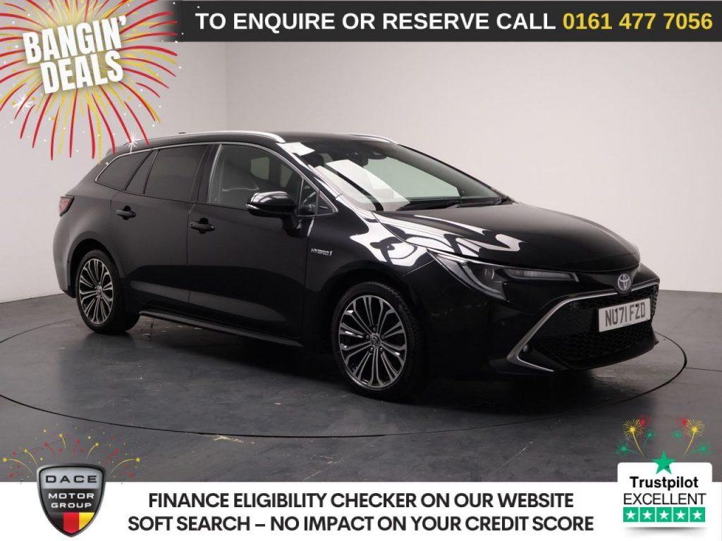 Used 2021 BLACK TOYOTA COROLLA Estate 1.8 VVT-h GPF Excel Touring Sports 5dr Petrol Hybrid CVT Euro 6 (s/s) (122 ps) (reg. 2021-10-13) for sale in Stockport