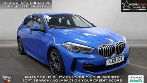 Used 2021 BLUE BMW 1 SERIES Hatchback 1.5 118i M Sport (LCP) Hatchback 5dr Petrol DCT Euro 6 (s/s) (136 ps) (reg. 2021-07-14) for sale in Wilmslow