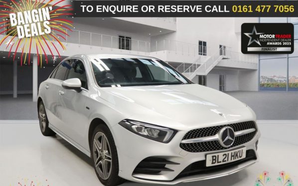 Used 2021 SILVER MERCEDES-BENZ A-CLASS Saloon 1.3 A250e 15.6kWh AMG Line Saloon 4dr Petrol Plug-in Hybrid 8G-DCT Euro 6 (s/s) (218 ps) (reg. 2021-04-22) for sale in Stockport