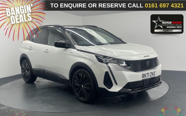 Used 2021 WHITE PEUGEOT 3008 SUV 1.6 13.2kWh GT SUV 5dr Petrol Plug-in Hybrid e-EAT Euro 6 (s/s) (225 ps) (reg. 2021-09-14) for sale in Manchester