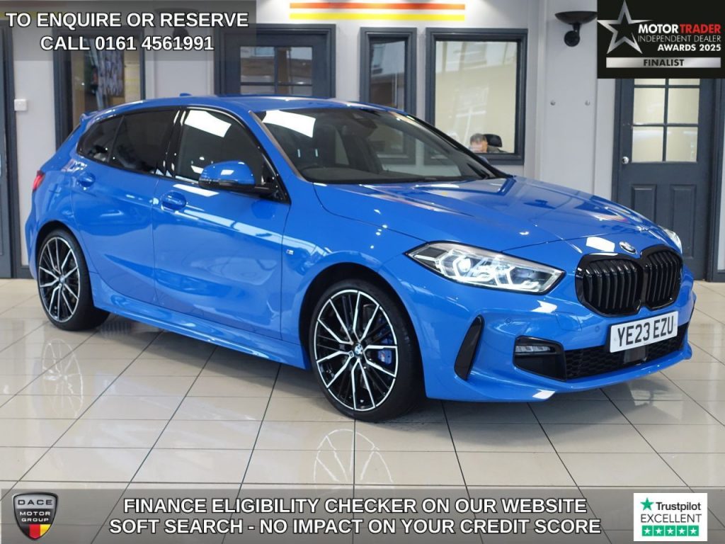 Used 2023 BLUE BMW 1 SERIES Hatchback 1.5 118i M Sport (LCP) Hatchback 5dr Petrol DCT Euro 6 (s/s) (136 ps) (reg. 2023-04-30) for sale in Wilmslow