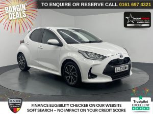 Used 2023 WHITE TOYOTA YARIS Hatchback 1.5 VVT-h Design Hatchback 5dr Petrol Hybrid E-CVT Euro 6 (s/s) (116 ps) (reg. 2023-04-28) for sale in Manchester