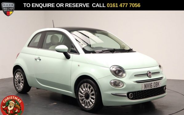 Used 2016 GREEN FIAT 500 Hatchback 1.2 Lounge Hatchback 3dr Petrol Manual Euro 6 (s/s) (69 bhp) (reg. 2016-07-29) for sale in Stockport