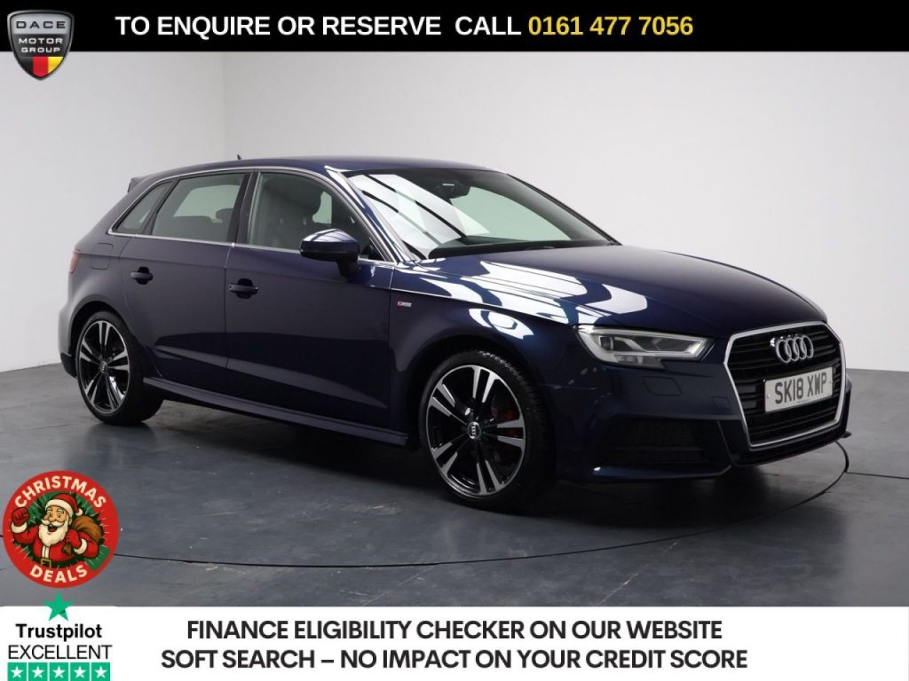 Used 2018 BLUE AUDI A3 Hatchback 1.5 TFSI CoD S line Sportback 5dr Petrol Manual Euro 6 (s/s) (150 ps) (reg. 2018-03-27) for sale in Stockport