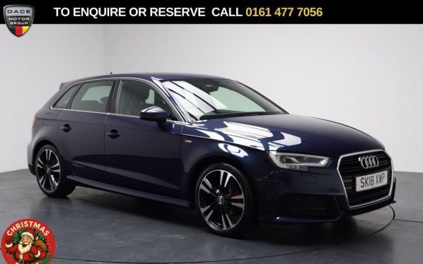 Used 2018 BLUE AUDI A3 Hatchback 1.5 TFSI CoD S line Sportback 5dr Petrol Manual Euro 6 (s/s) (150 ps) (reg. 2018-03-27) for sale in Stockport