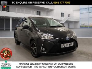 Used 2019 BLACK TOYOTA YARIS Hatchback 1.5 VVT-h Design Hatchback 5dr Petrol Hybrid E-CVT Euro 6 (s/s) (100 ps) (reg. 2019-01-02) for sale in Stockport