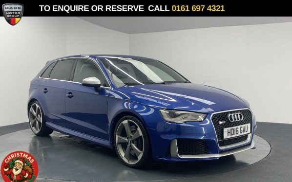 Used 2016 BLUE AUDI RS3 Hatchback 2.5 TFSI Sportback 5dr Petrol S Tronic quattro Euro 6 (s/s) (Nav) (367 ps) (reg. 2016-03-14) for sale in Manchester