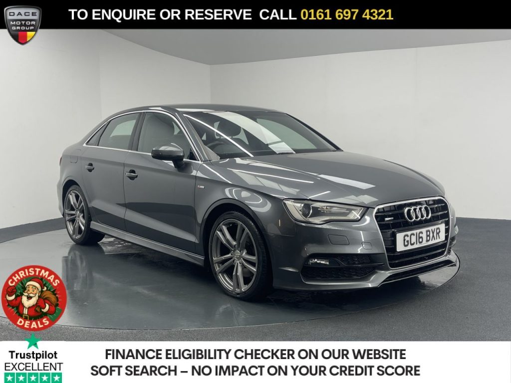 Used 2016 GREY AUDI A3 Saloon 2.0 TDI S line Saloon 4dr Diesel S Tronic quattro Euro 6 (s/s) (Nav) (184 ps) (reg. 2016-06-30) for sale in Manchester