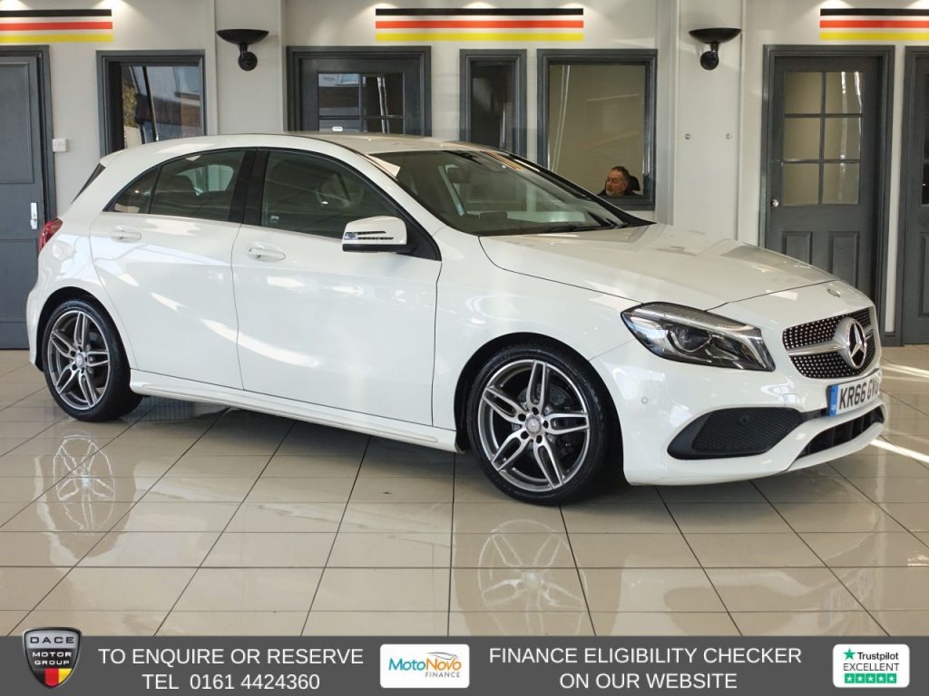 Used 2016 WHITE MERCEDES-BENZ A-CLASS Hatchback 1.6 A160 AMG Line (Premium) Hatchback 5dr Petrol 7G-DCT Euro 6 (s/s) (102 ps) (reg. 2016-10-31) for sale in Altrincham
