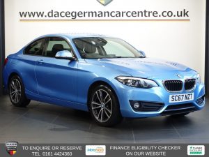 Used 2018 BLUE BMW 2 SERIES Coupe 1.5 218i Sport Coupe 2dr Petrol Manual Euro 6 (s/s) (136 ps) (reg. 2018-02-07) for sale in Altrincham