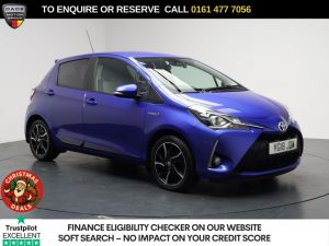 Used 2018 BLUE TOYOTA YARIS Hatchback 1.5 VVT-h Design Hatchback 5dr Petrol Hybrid E-CVT Euro 6 (s/s) (100 ps) (reg. 2018-08-21) for sale in Stockport